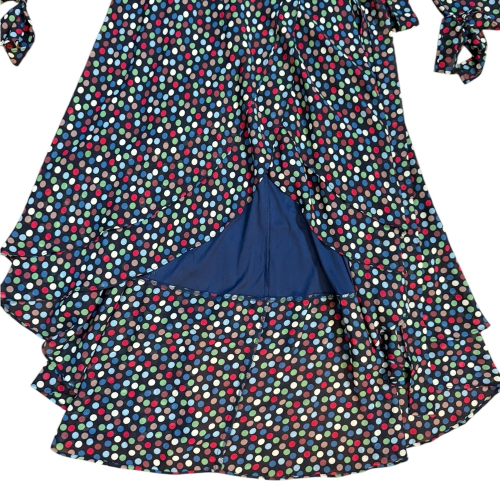 Betsey Johnson Wrap Dress Womens Size 10 Polka Dots High Low Hem‎ Sleeve Tie NEW - Picture 9 of 14